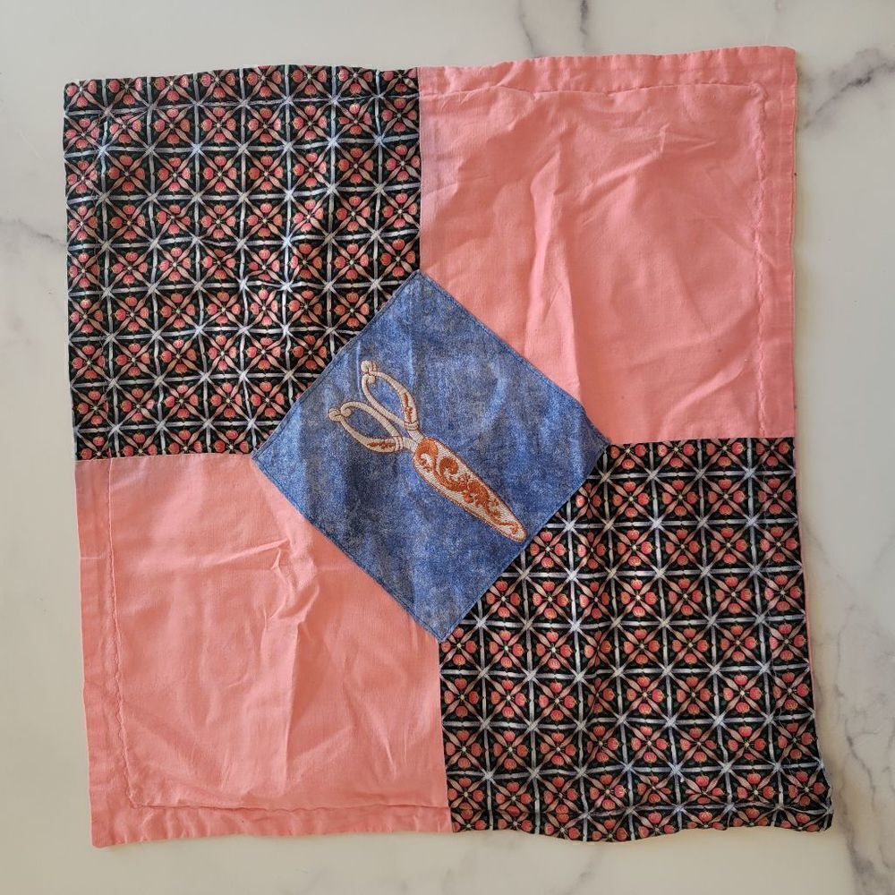 90s western hairstylist pillow sham cover scissors salon decor floral pink bronz